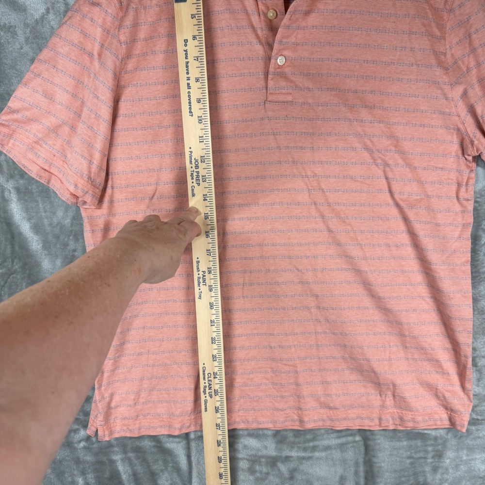 Jos. A. Bank Traveler Mens Large Polo Shirt Coral Blue Striped Cotton L - Picture 5 of 8